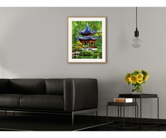 Pagoda in a Japanese garden - painting by numbers