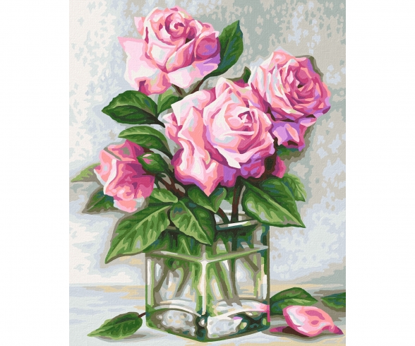 Peinture par numero vase avec roses 1 Stuk bij Bonnet Office Supplies