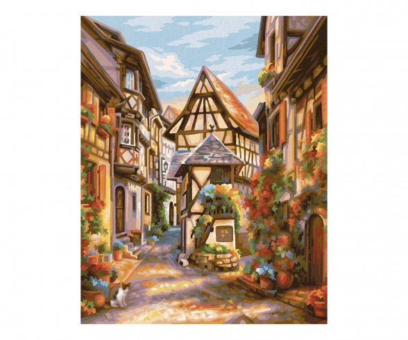 Buy Village laneway - numbers | online painting by Schipper