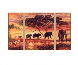 L’Afrique - Caravane d’eléphants - peinture par numéros
