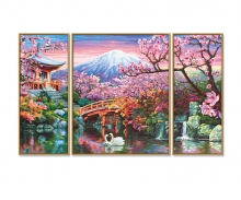 Kirschblüte in Japan (Triptychon) Malen nach Zahlen