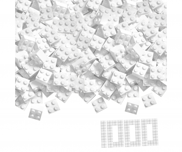 Blox - 1000 4er Bausteine weiß - kompatibel mit bekannten Spielsteinen