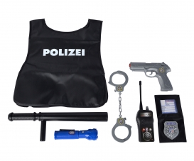 SIMBA Spielzeug-Gürtel Polizei Streife, Mit Spielpistole, Pistolentasche,  Funkgerät, Taschenlampe und Polizeimarke